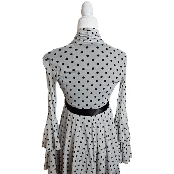 petit pois by Viviana G long sleeves black & white polka dot mini dress size S - Picture 3 of 10